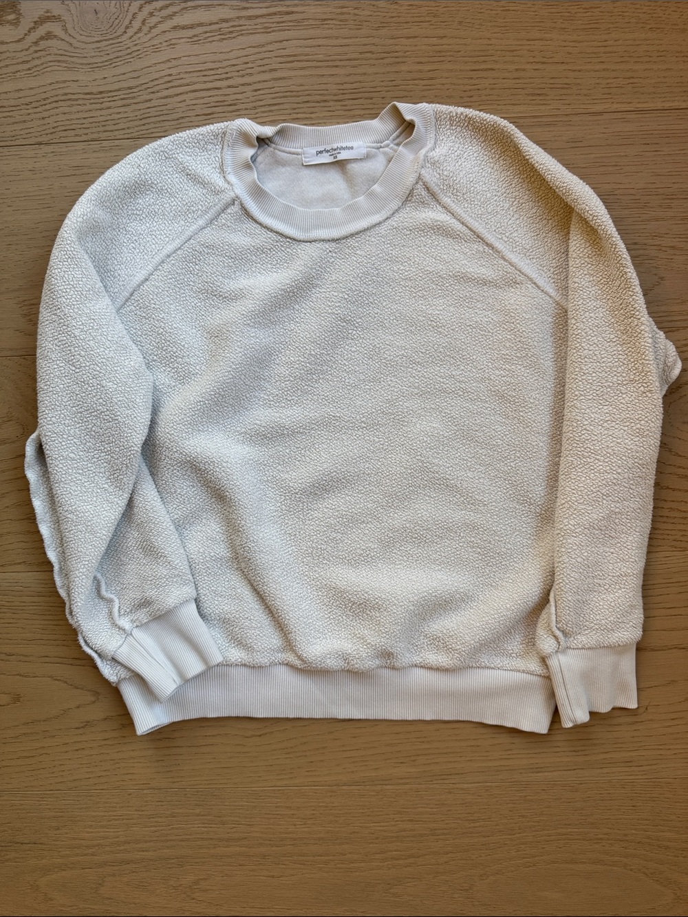 Perfect White Tee Ziggy Reverse Fleece Crew Neck Sweatshirt in Sugar